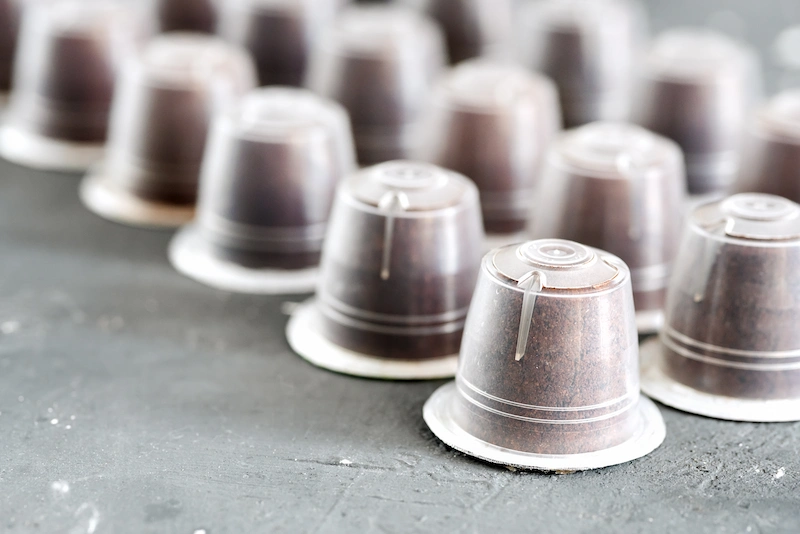 coffee capsules for coffee machine background coffee capsules close up