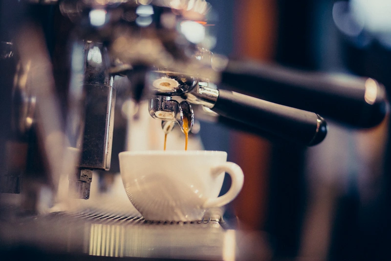 coffee machine preparing coffee at the bar